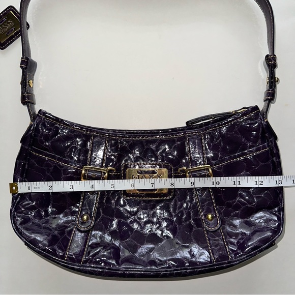 Maxx NY Y2K purple gold shoulder bag faux crocodile alligator pockets keychain - Picture 14 of 15